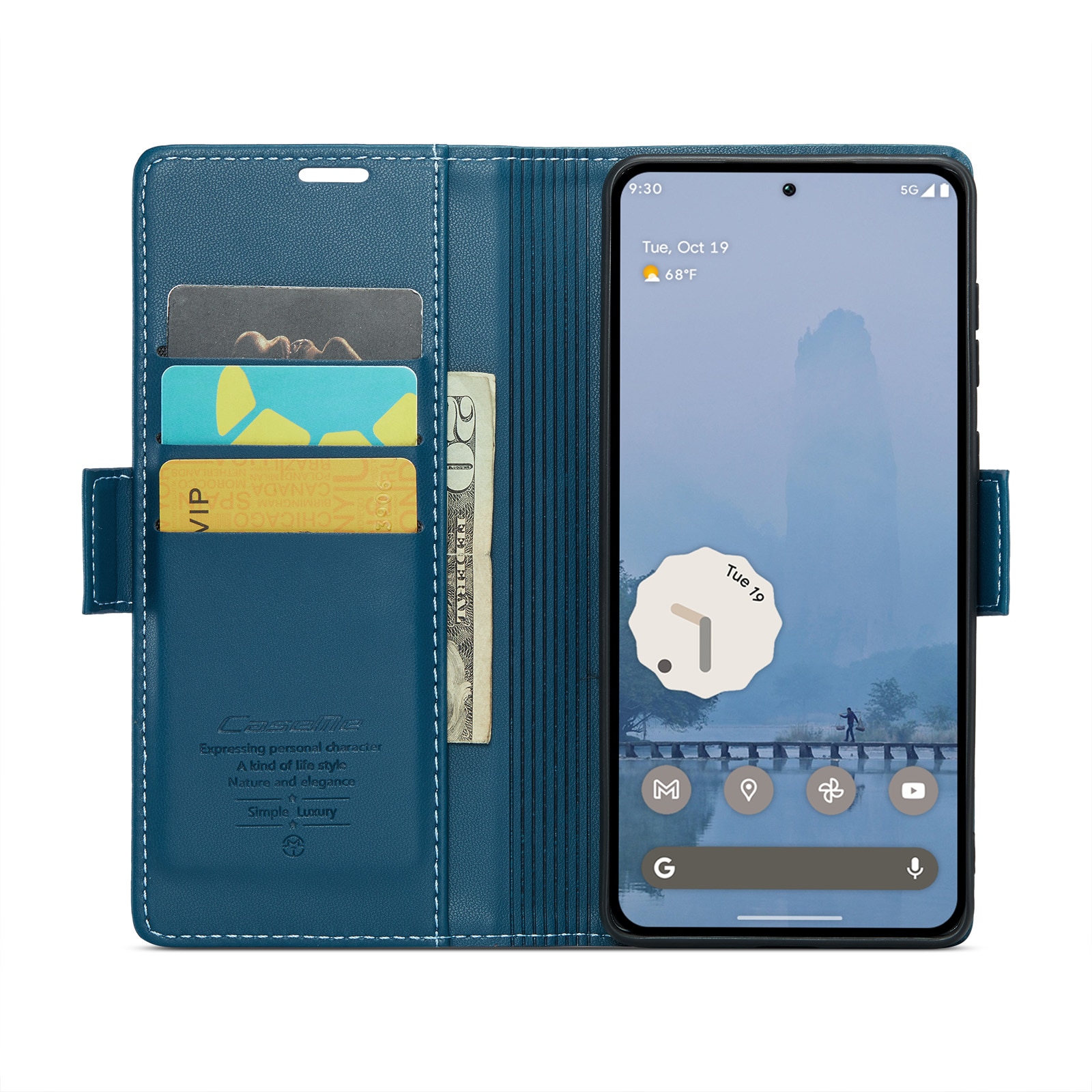 RFID blocking Slim Bookcover Hoesje Google Pixel 9 Pro XL Blauw