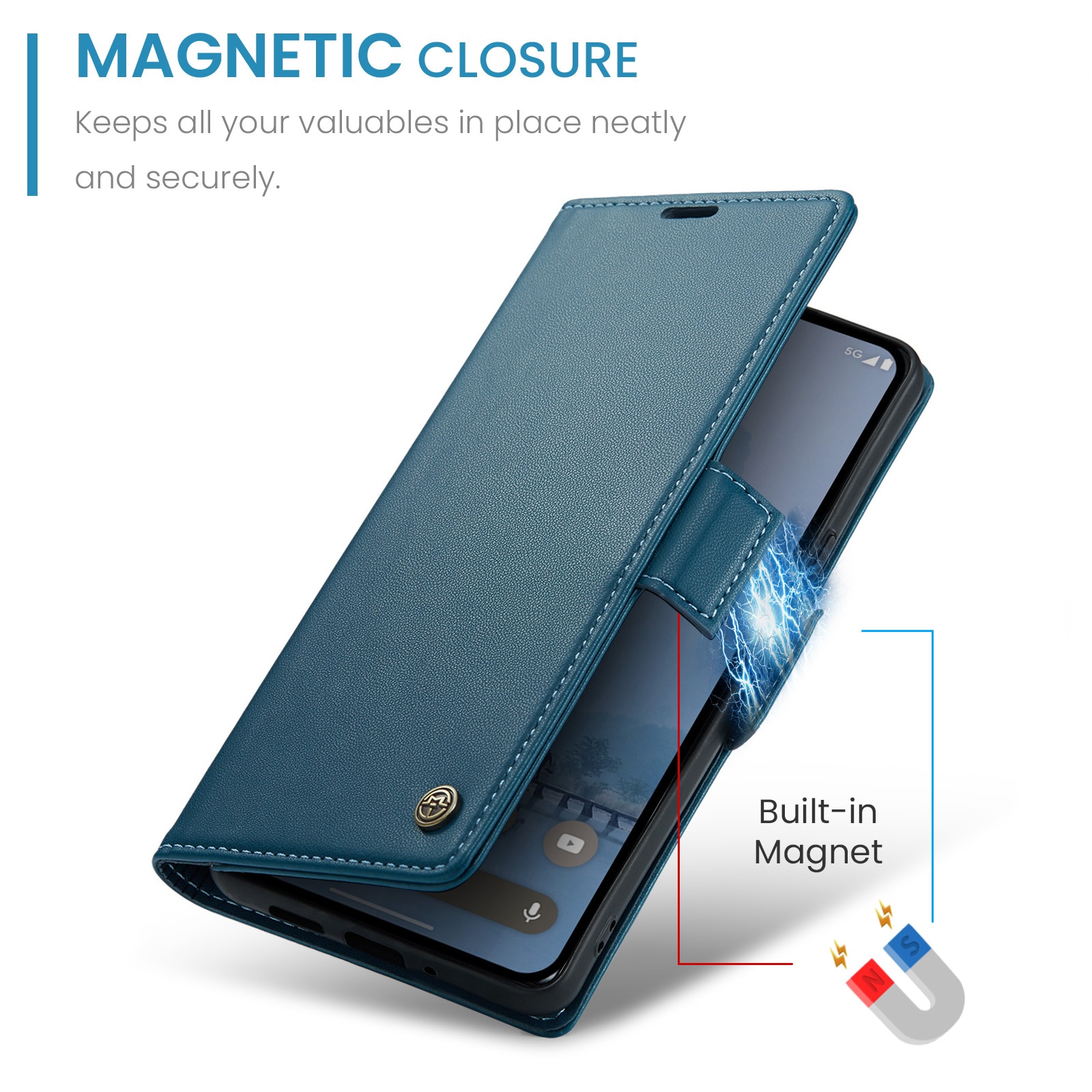 RFID blocking Slim Bookcover Hoesje Google Pixel 9 Pro XL Blauw