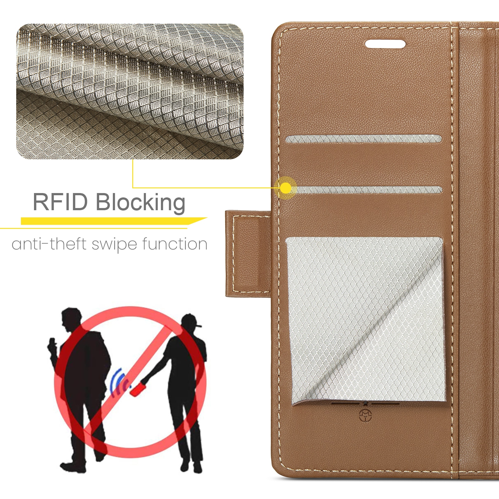 RFID blocking Slim Bookcover Hoesje Google Pixel 9 Pro Bruin