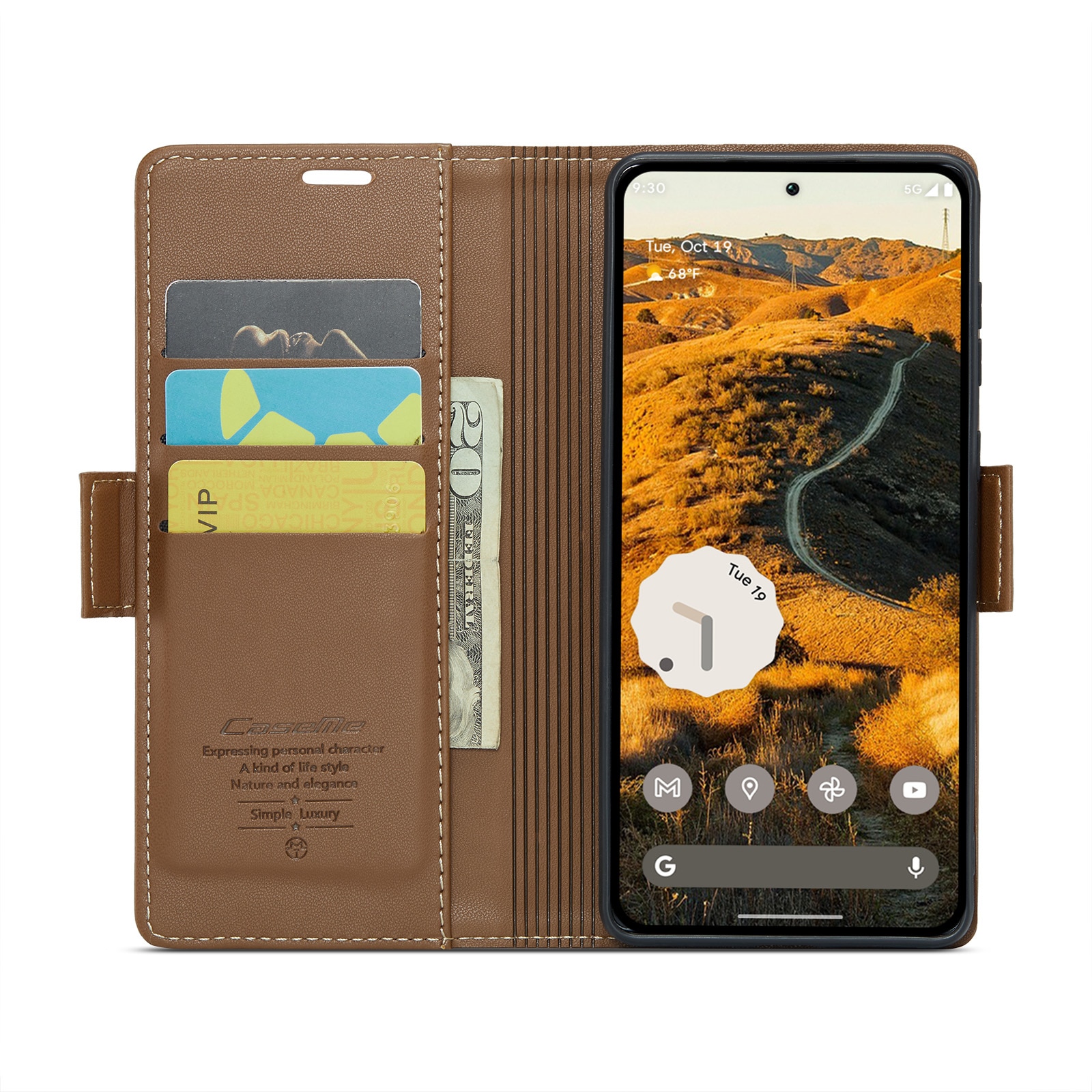 RFID blocking Slim Bookcover Hoesje Google Pixel 9 Pro XL Bruin