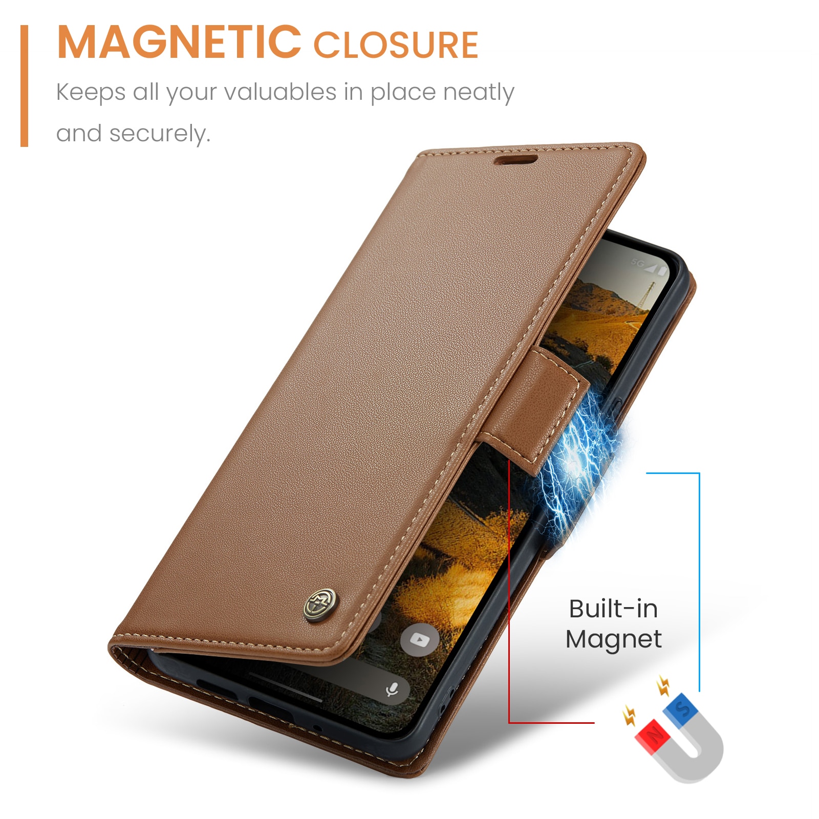 RFID blocking Slim Bookcover Hoesje Google Pixel 9 Pro XL Bruin