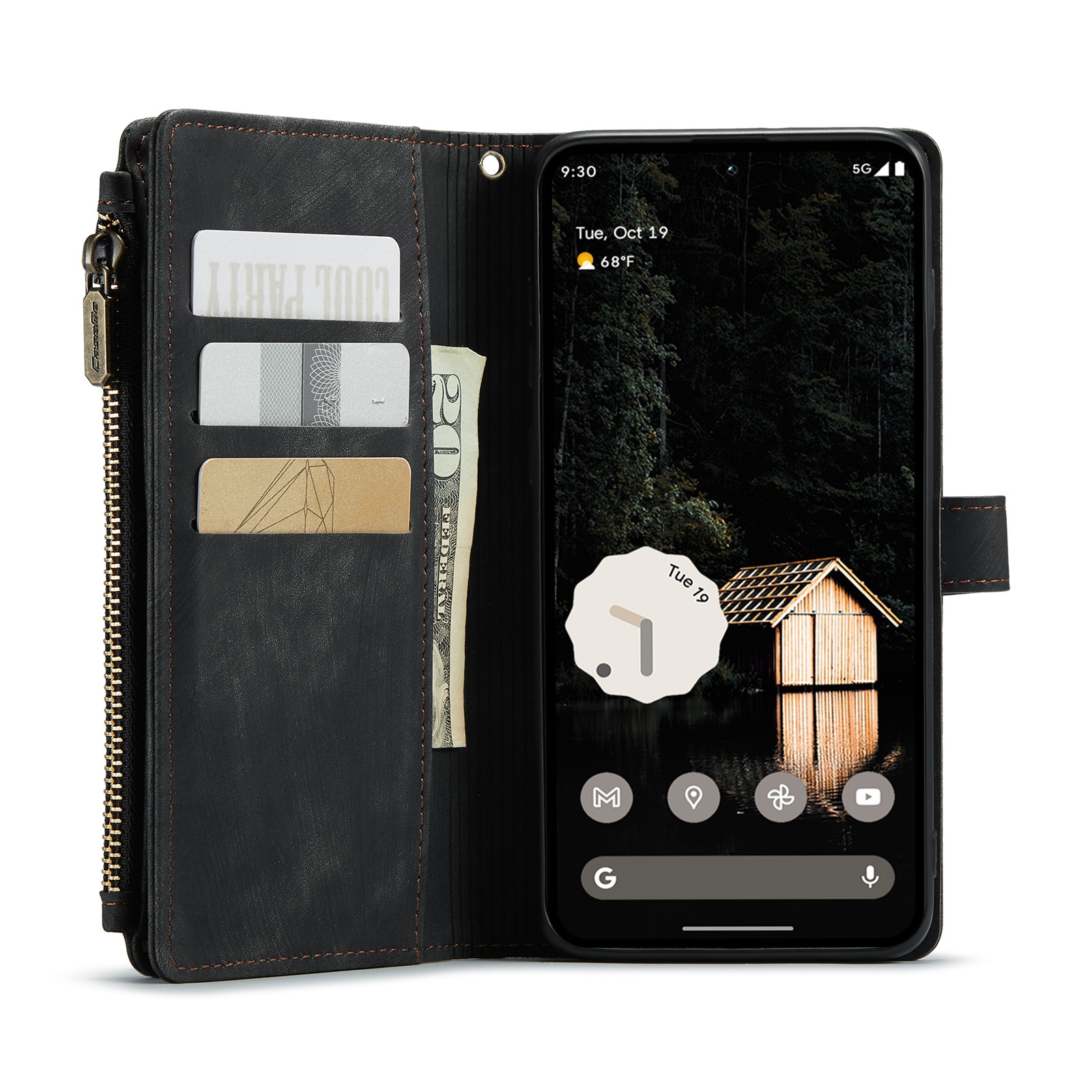 Bookcover hoesje Rits Google Pixel 9 Pro XL Zwart