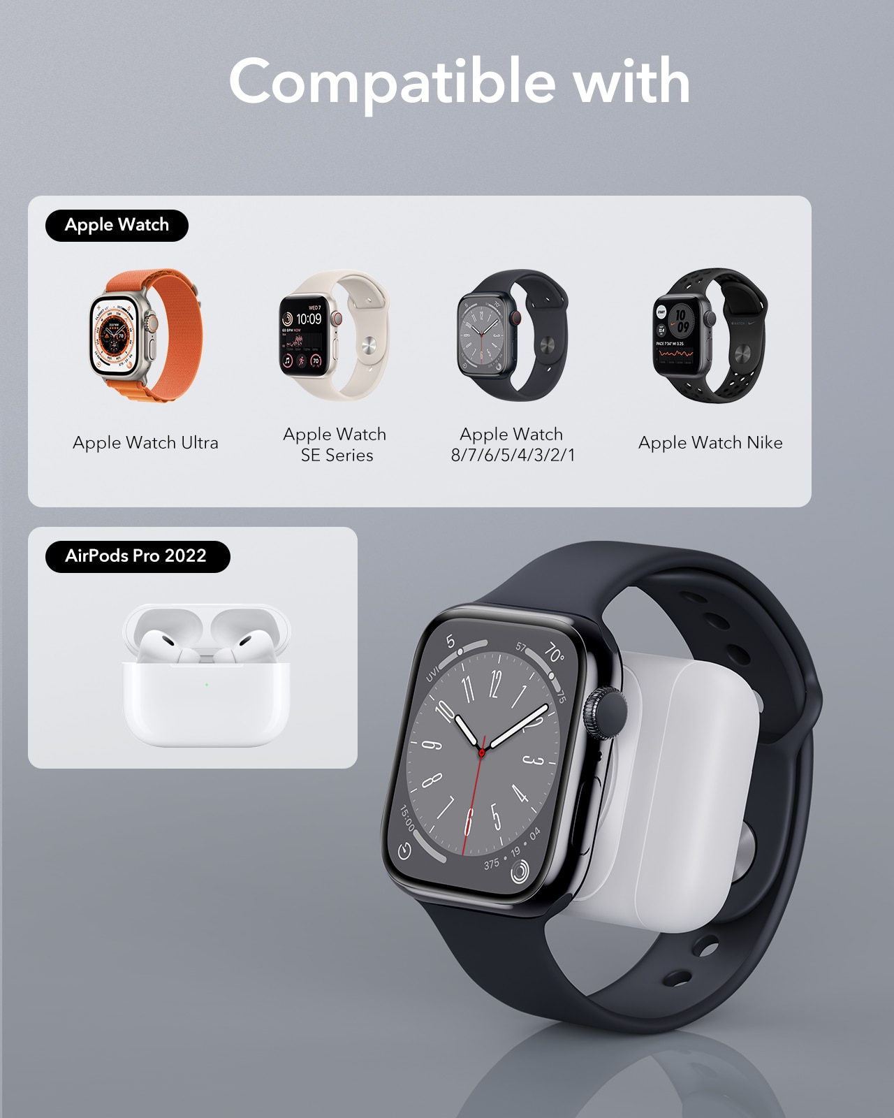 Draagbare Apple Watch Oplader wit