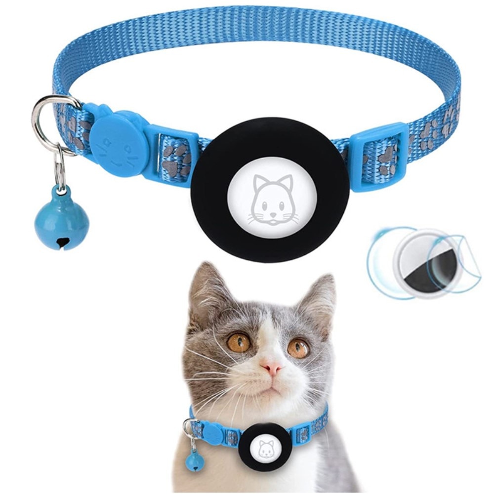 Apple AirTag Kattenhalsband reflecterande kattenpootjes lichtblauw