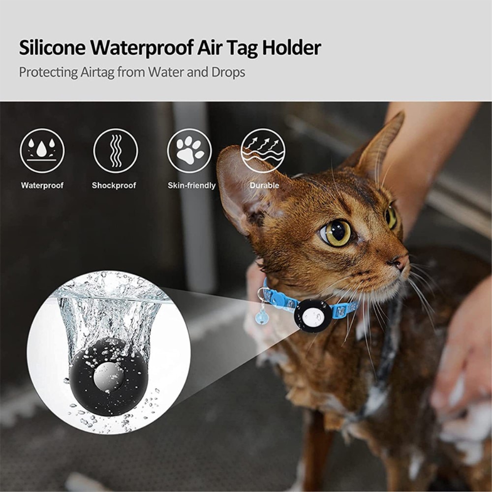 Apple AirTag Kattenhalsband reflecterande kattenpootjes lichtblauw