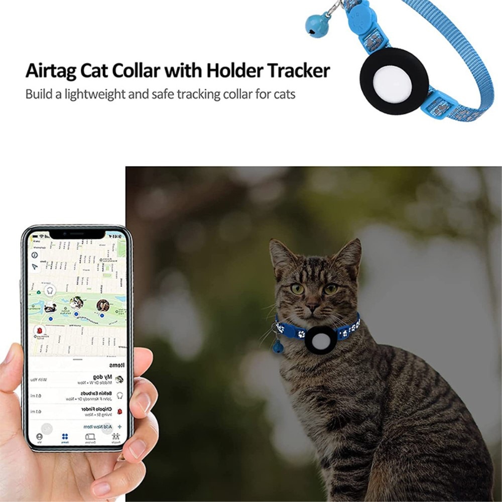 Apple AirTag Kattenhalsband reflecterande kattenpootjes lichtblauw