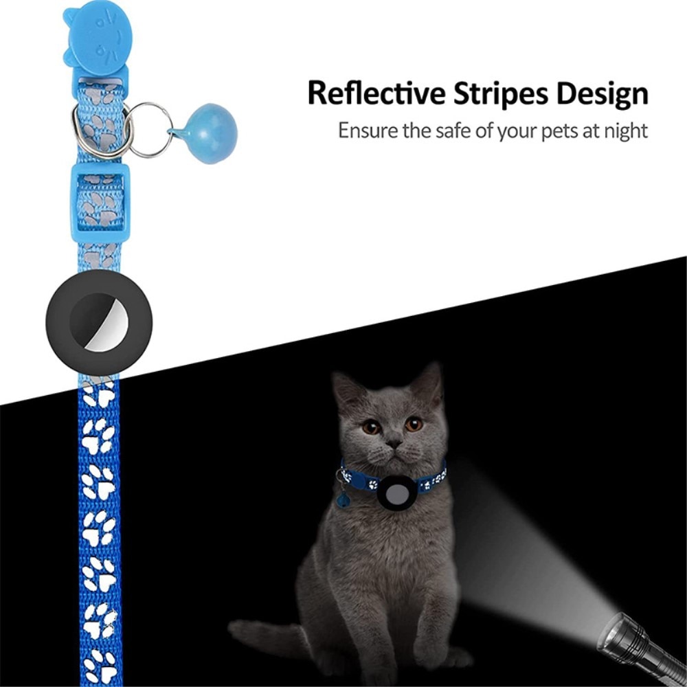 Apple AirTag Kattenhalsband reflecterande kattenpootjes lichtblauw