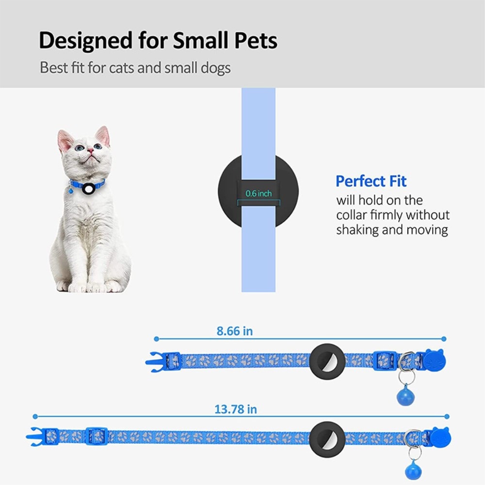 Apple AirTag Kattenhalsband reflecterande kattenpootjes blauw