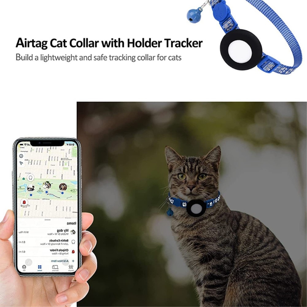 Apple AirTag Kattenhalsband reflecterande kattenpootjes blauw