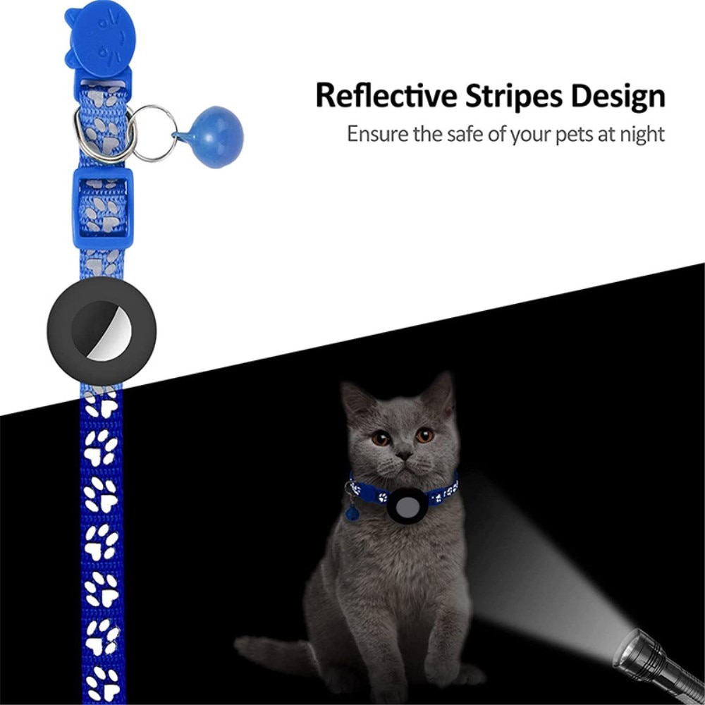 Apple AirTag Kattenhalsband reflecterande kattenpootjes blauw