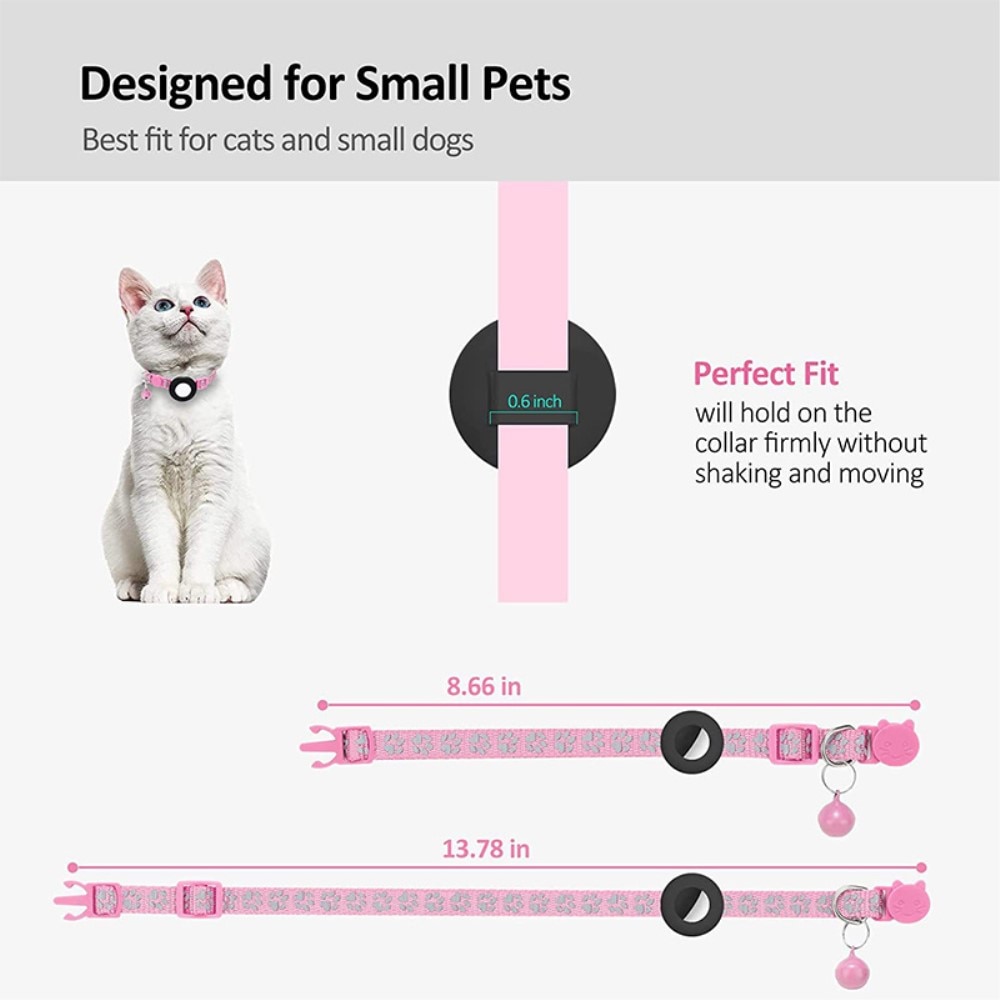 Apple AirTag Kattenhalsband reflecterande kattenpootjes roze