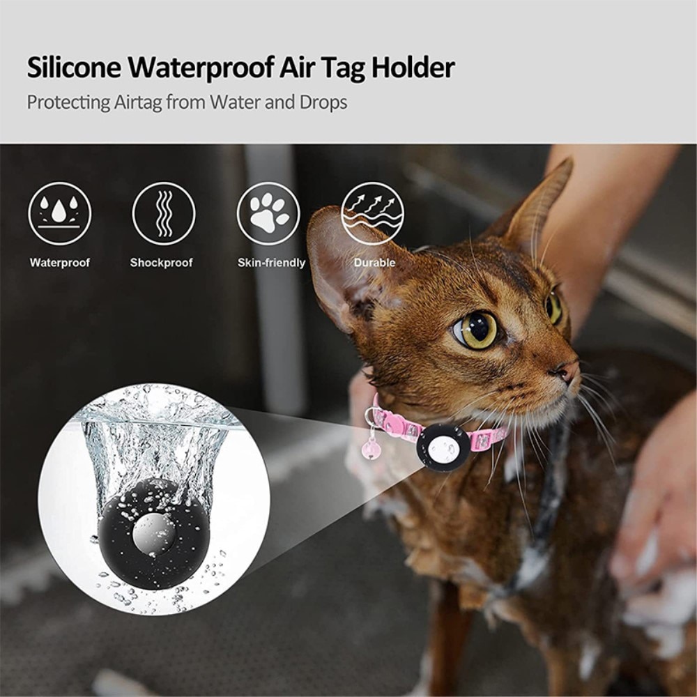 Apple AirTag Kattenhalsband reflecterande kattenpootjes roze