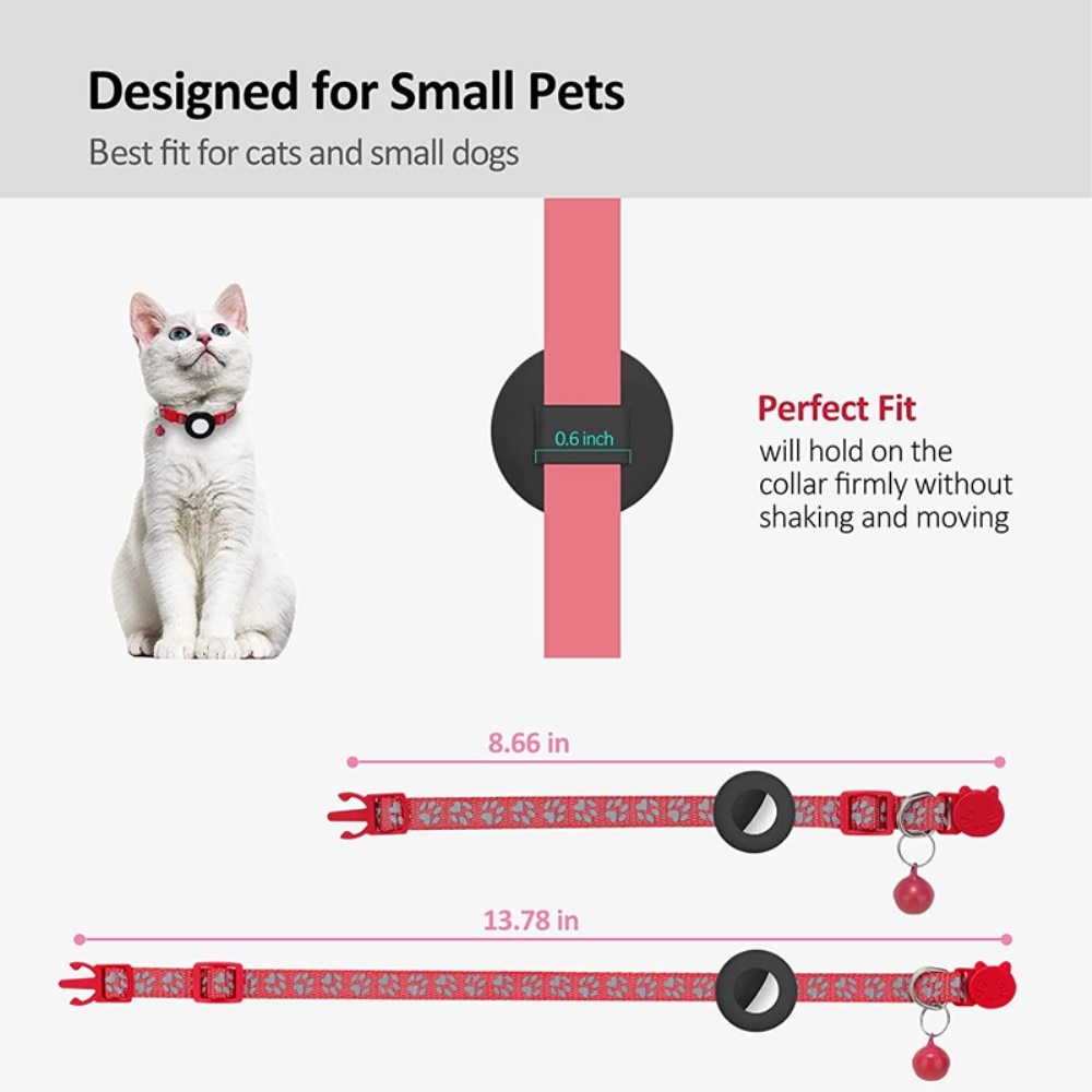 Apple AirTag Kattenhalsband reflecterande kattenpootjes rood