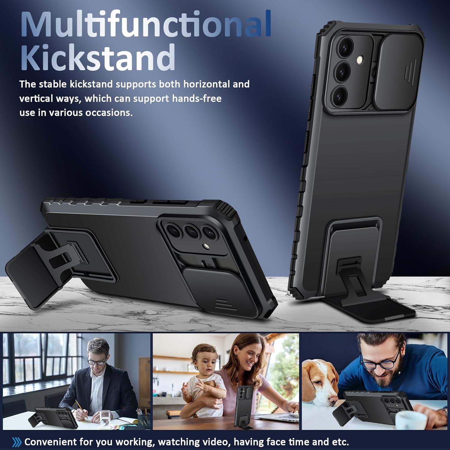 Samsung Galaxy S25 Kickstand Hoesje met Camera Protector Zwart