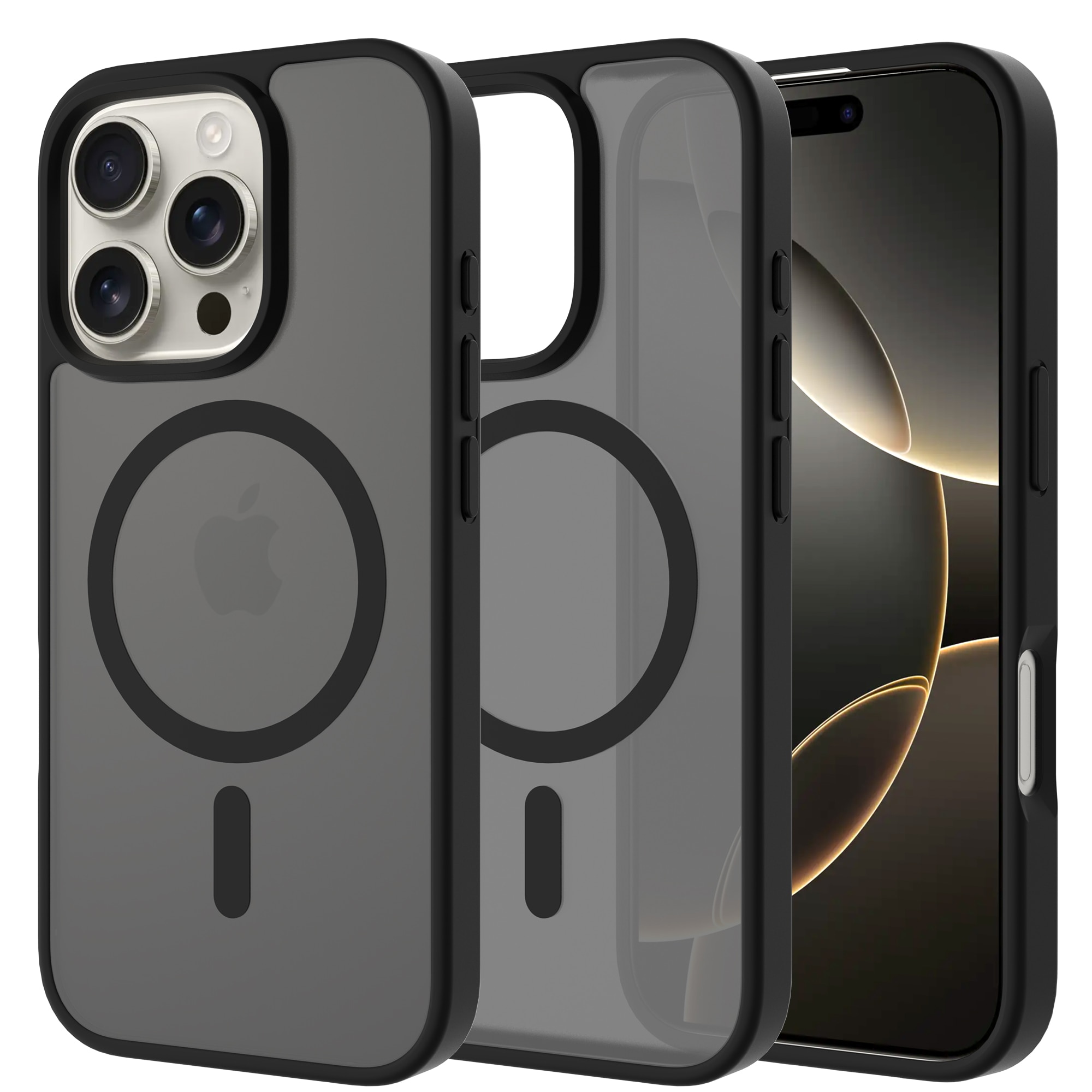 Magnetic Hybrid Hoesje iPhone 14 Pro Frosted Black