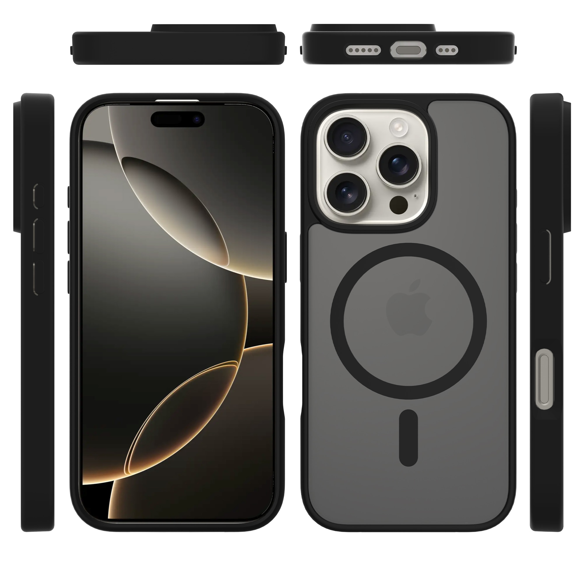 Magnetic Hybrid Hoesje iPhone 15 Pro Frosted Black