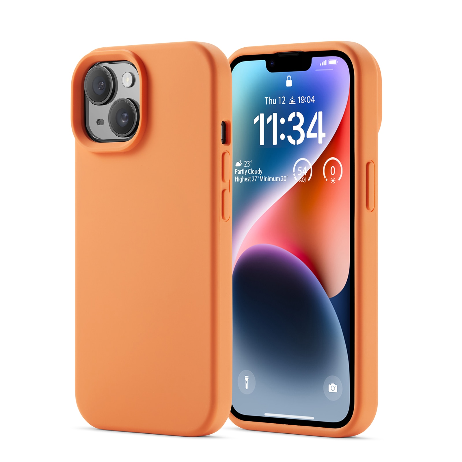 Magnetic Siliconen hoesje iPhone 14 Solar Orange