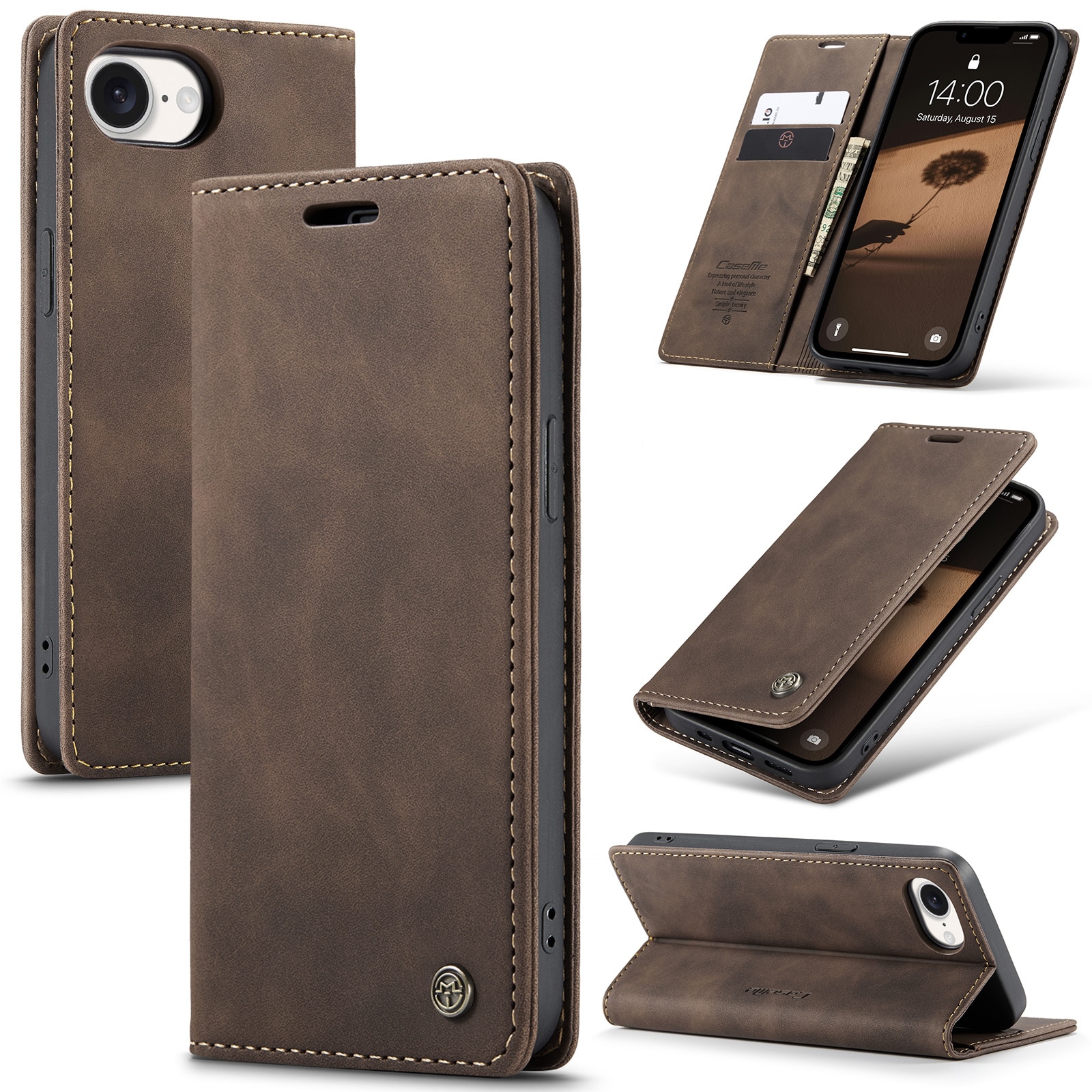 Slim Bookcover Hoesje iPhone 16e Bruin