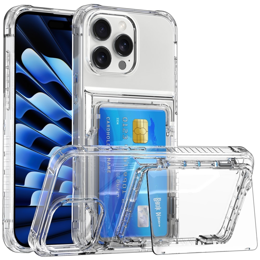 Hybridcase met Cardslot en Kickstand iPhone 16 Pro transparant