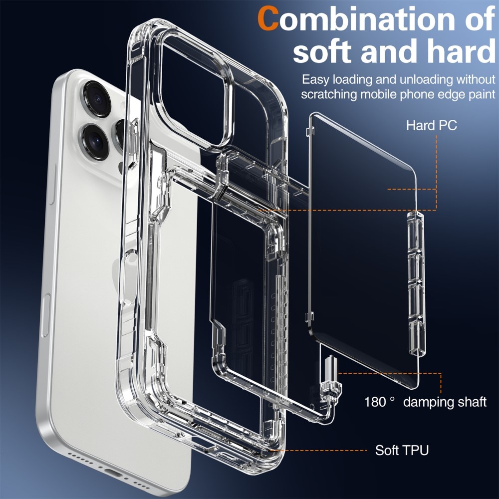 Hybridcase met Cardslot en Kickstand iPhone 16 Pro transparant