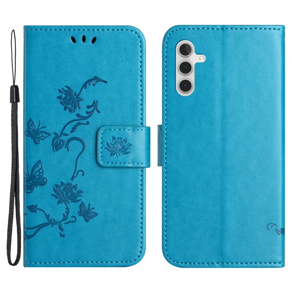 Samsung Galaxy S24 FE Leren vlinderhoesje blauw