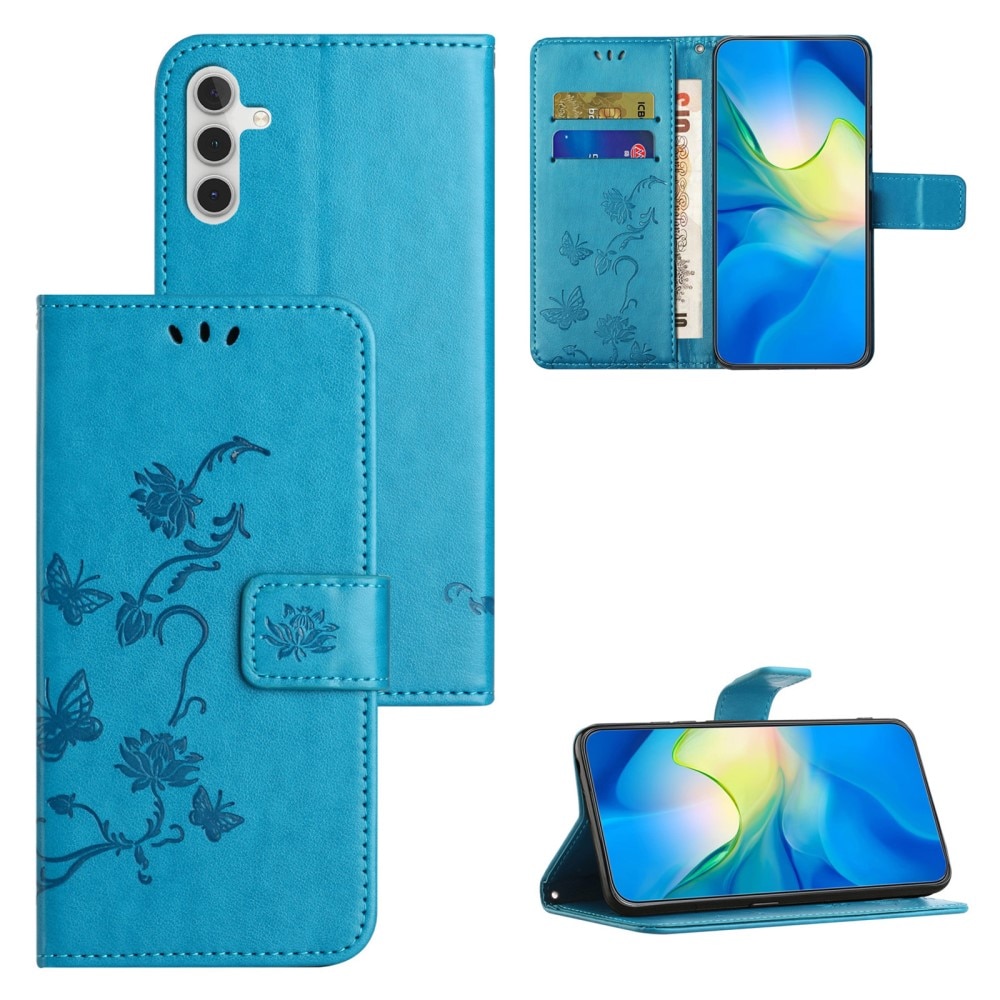 Samsung Galaxy S24 FE Leren vlinderhoesje blauw