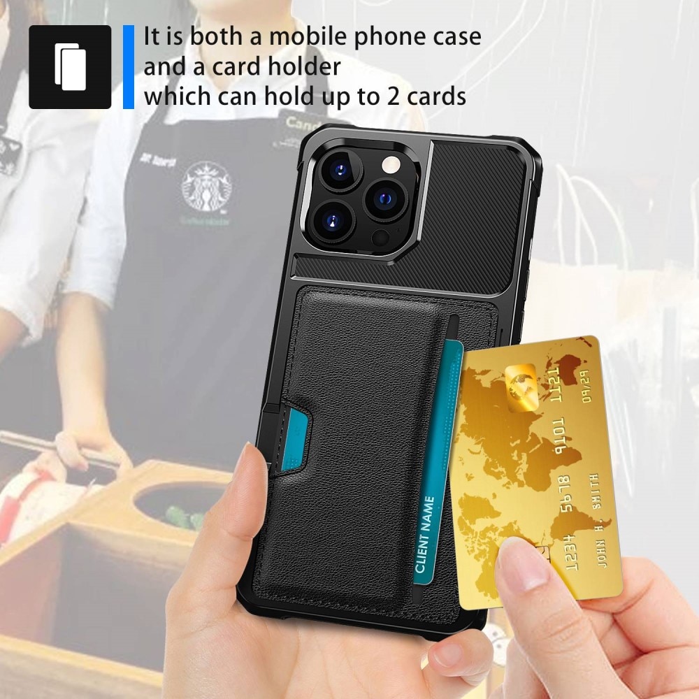 iPhone 14 Pro Tough Card Case Zwart