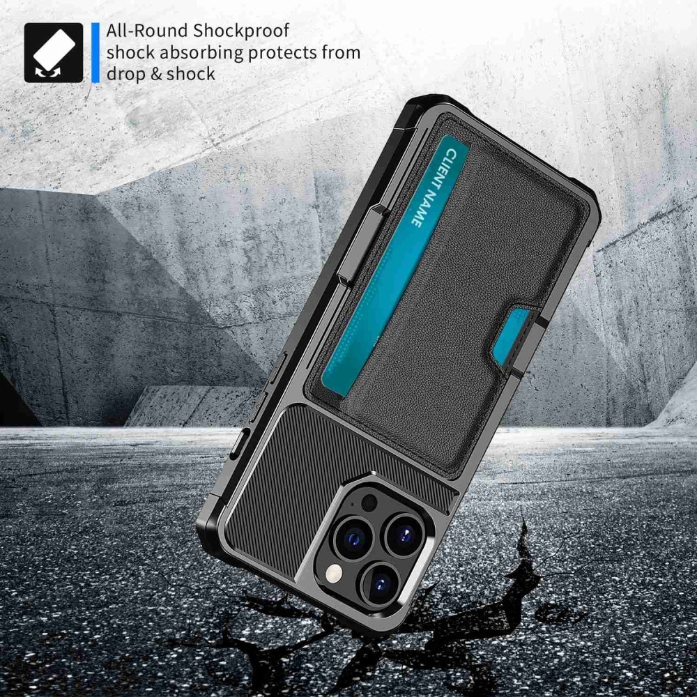 iPhone 14 Pro Tough Card Case Zwart