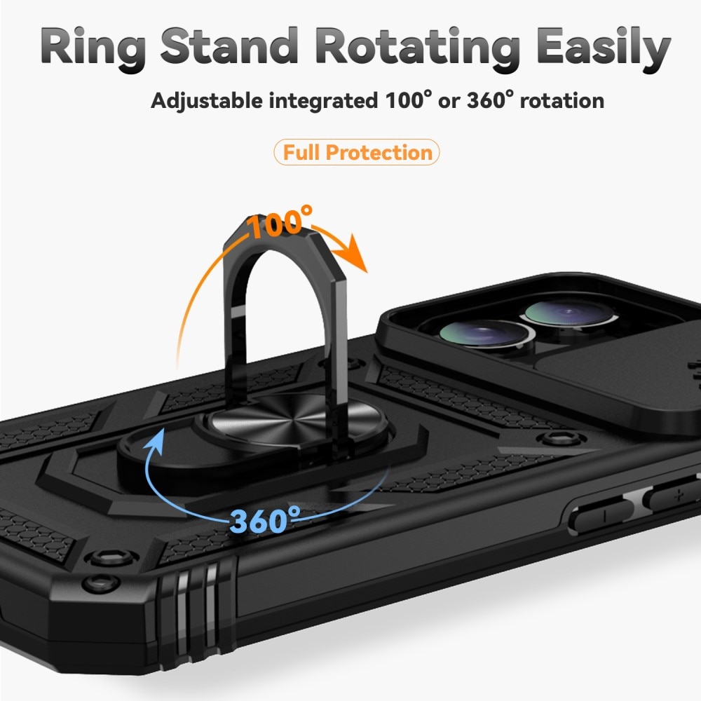 iPhone 16 Plus Hybridcase Ring + Camera Protector Zwart