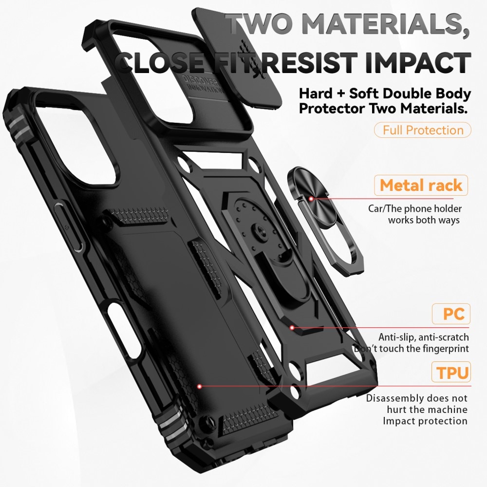 iPhone 16 Plus Hybridcase Ring + Camera Protector Zwart