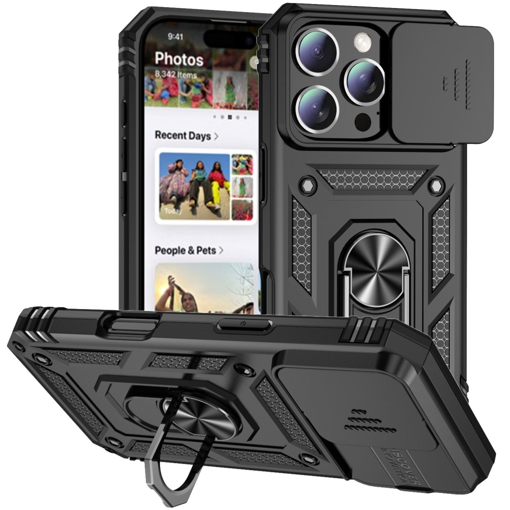 iPhone 16 Pro Hybridcase Ring + Camera Protector Zwart