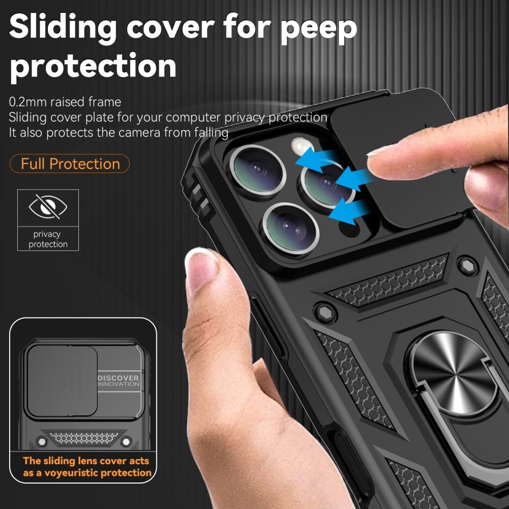 iPhone 16 Pro Hybridcase Ring + Camera Protector Zwart