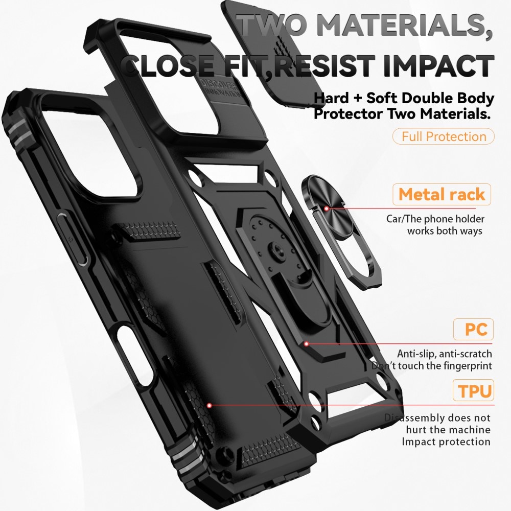 iPhone 16 Pro Max Hybridcase Ring + Camera Protector Zwart