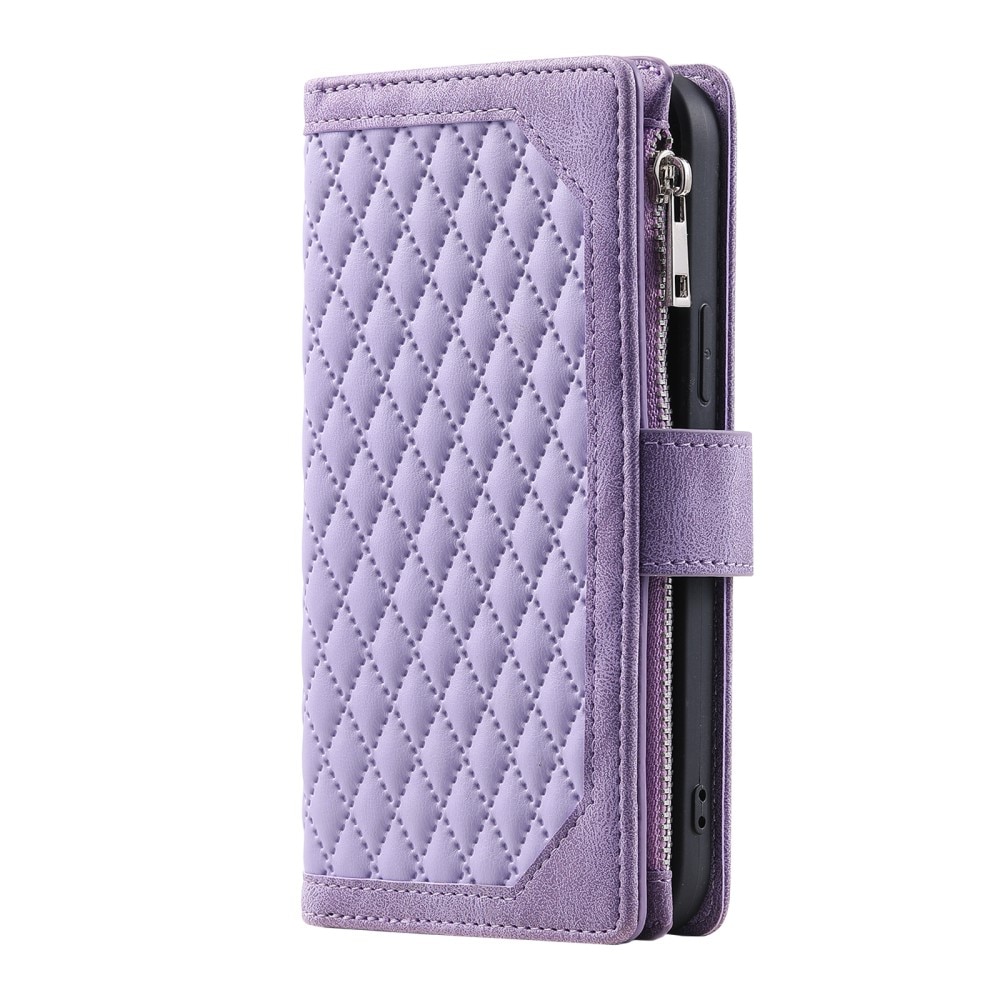 iPhone 16 Pro Portemonnee tas Quilted Paars