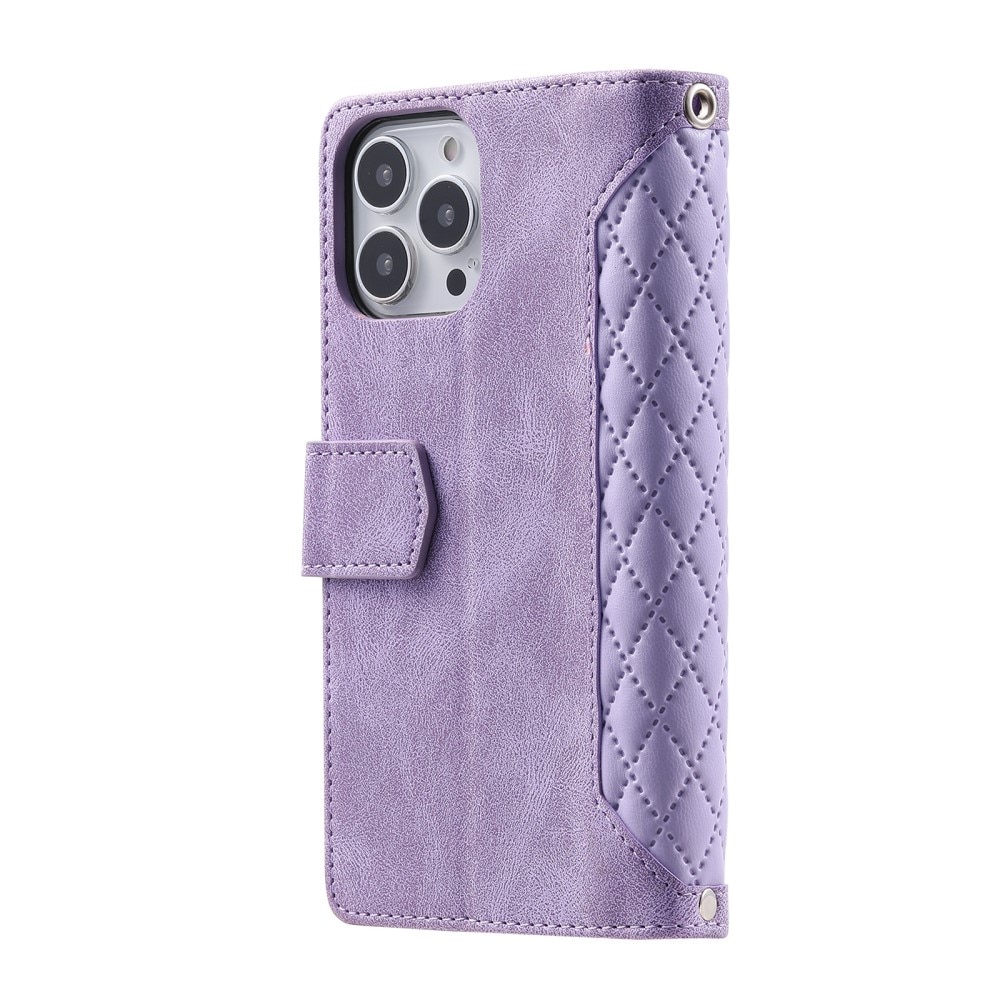 iPhone 16 Pro Portemonnee tas Quilted Paars