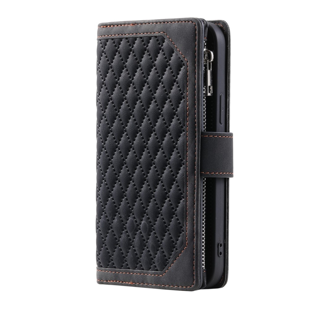 iPhone 16 Pro Portemonnee tas Quilted Zwart