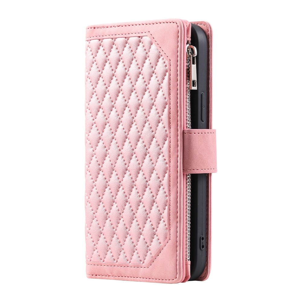 iPhone 16 Pro Portemonnee tas Quilted Roze