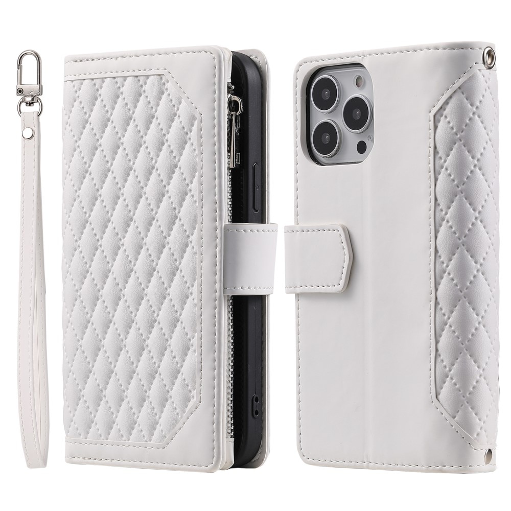 iPhone 16 Pro Portemonnee tas Quilted Wit