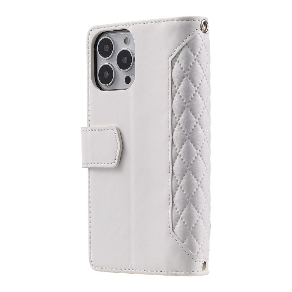 iPhone 16 Pro Portemonnee tas Quilted Wit