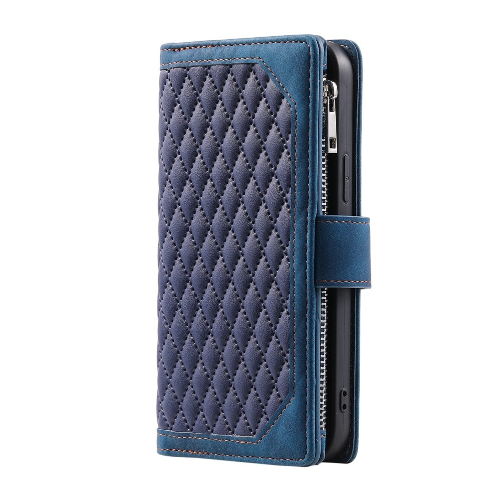 iPhone 16 Pro Max Portemonnee tas Quilted Blauw