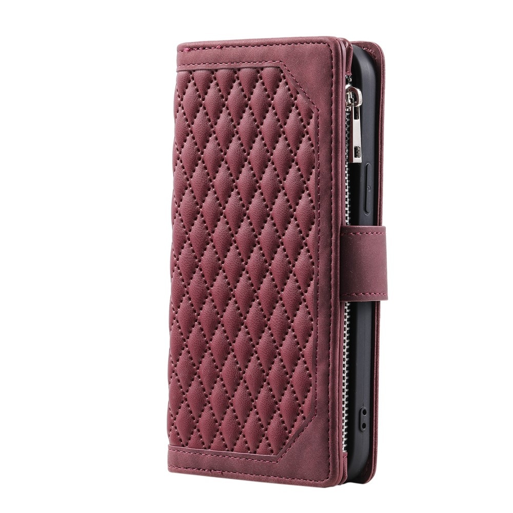 iPhone 16 Pro Max Portemonnee tas Quilted Rood