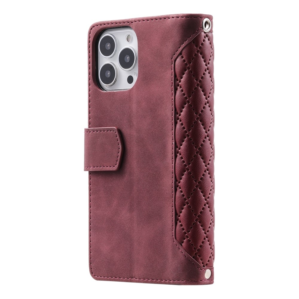 iPhone 16 Pro Max Portemonnee tas Quilted Rood