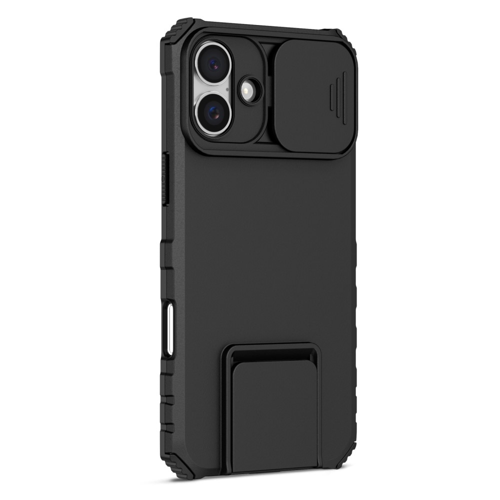 iPhone 16 Kickstand Hoesje met Camera Protector Zwart