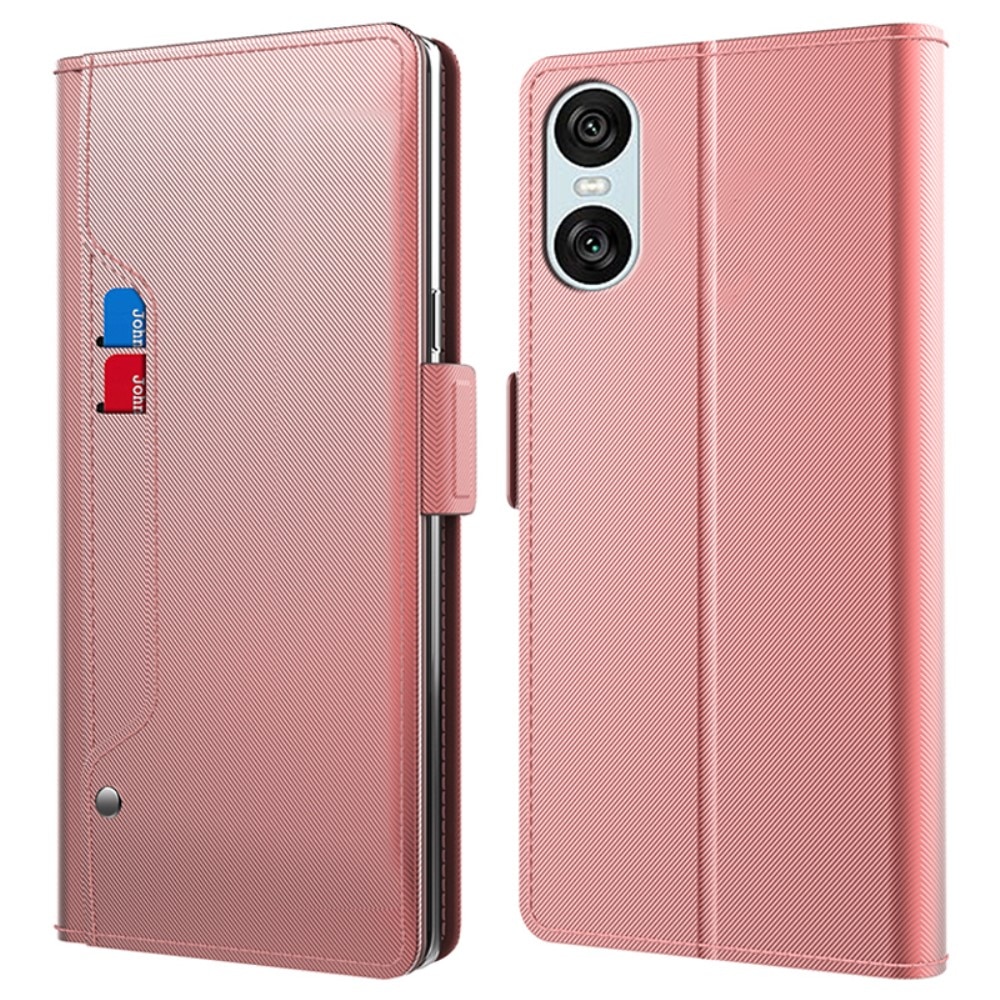 Sony Xperia 10 VI Bookcover Hoesje met Spiegel roze goud