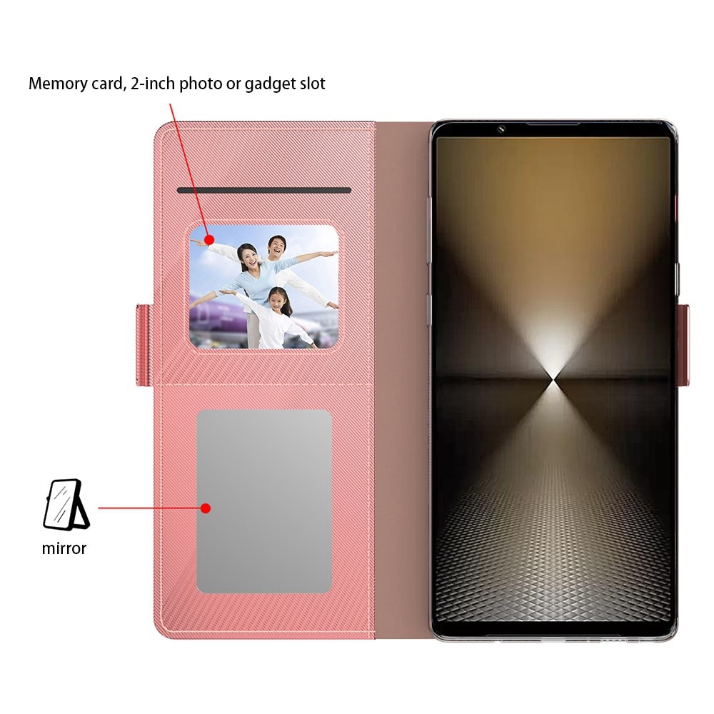 Sony Xperia 10 VI Bookcover Hoesje met Spiegel roze goud