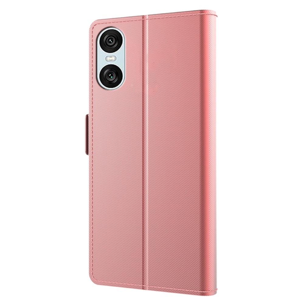 Sony Xperia 10 VI Bookcover Hoesje met Spiegel roze goud