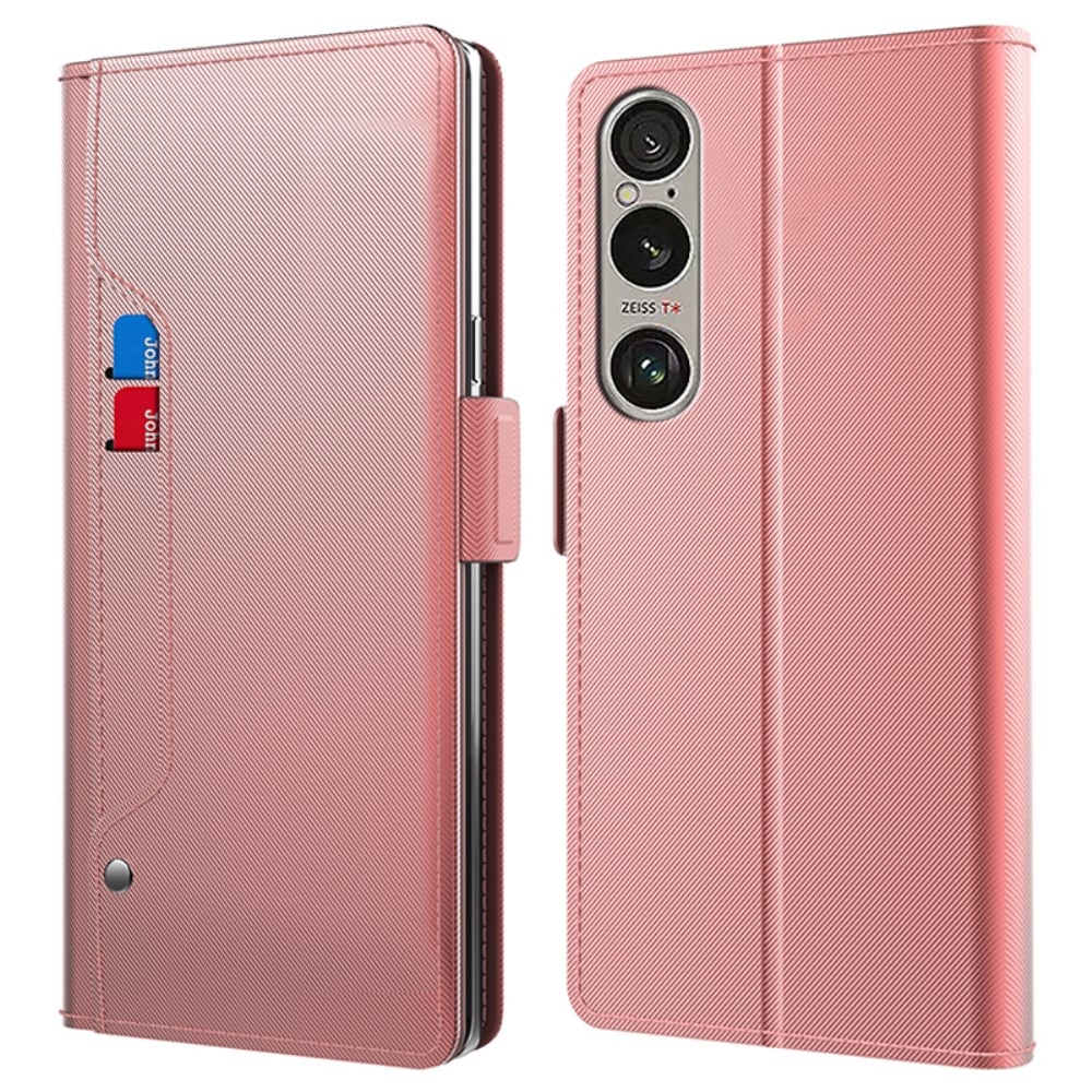 Sony Xperia 1 VI Bookcover Hoesje met Spiegel roze goud