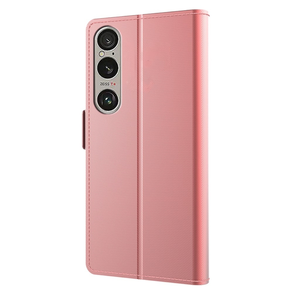 Sony Xperia 1 VI Bookcover Hoesje met Spiegel roze goud