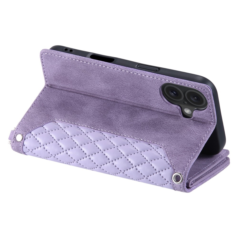 iPhone 16 Portemonnee tas Quilted Paars