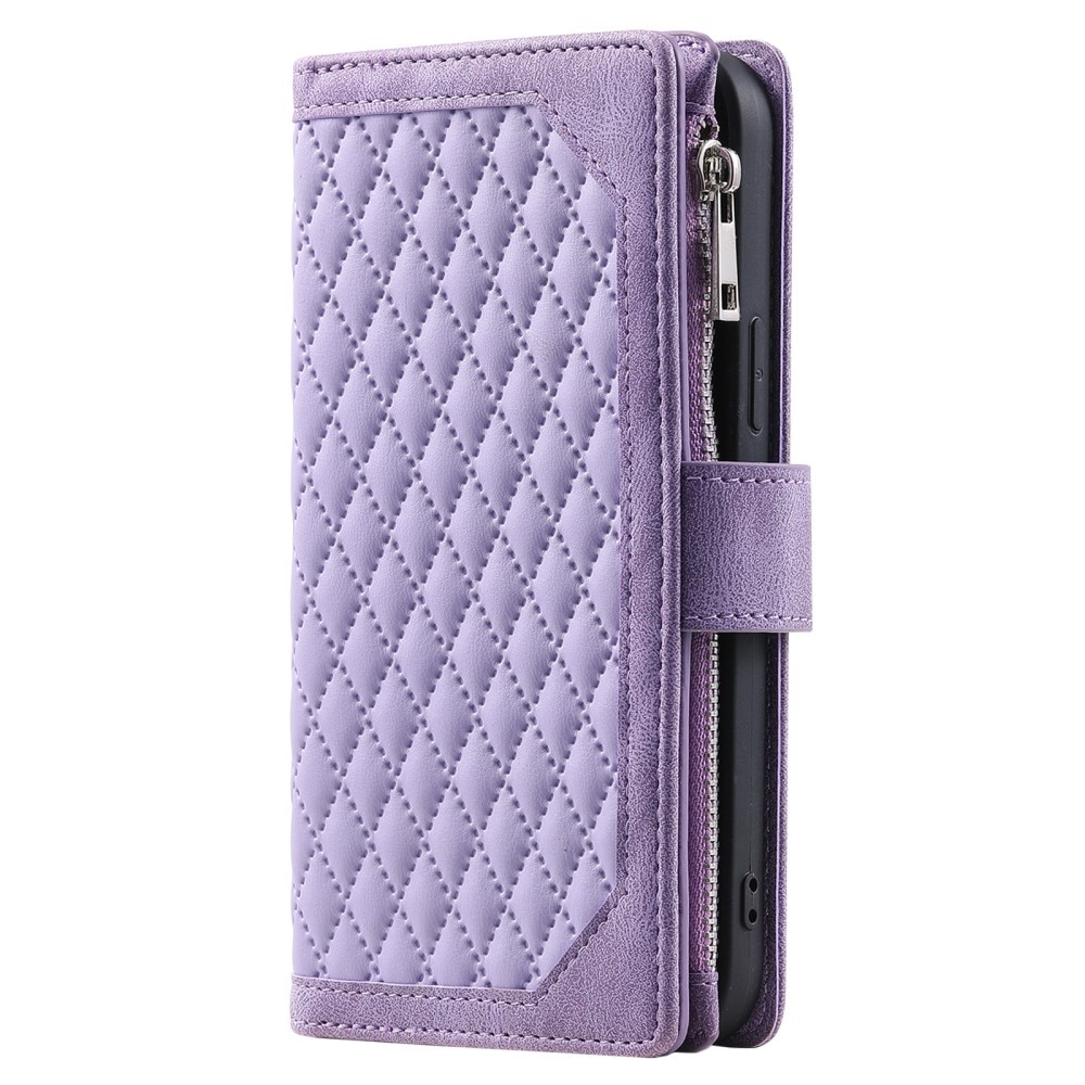 iPhone 16 Portemonnee tas Quilted Paars